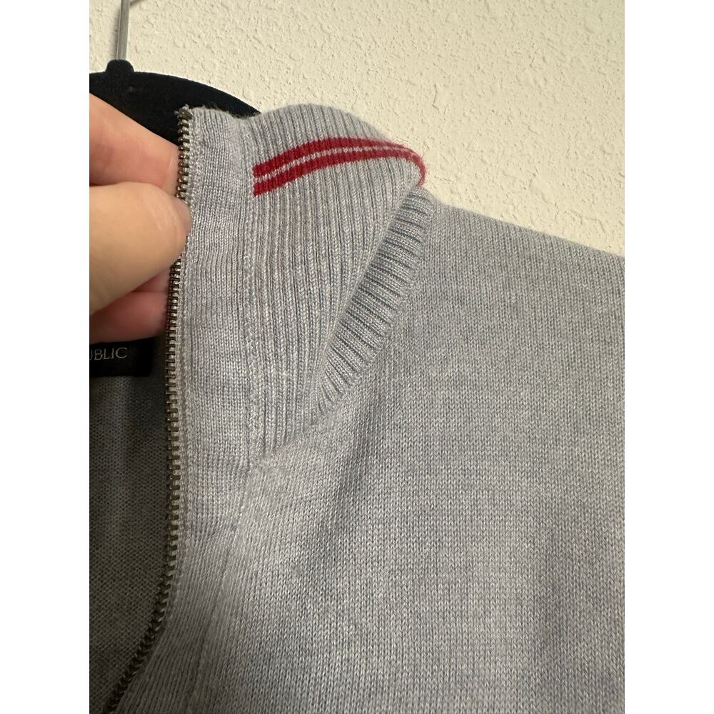 MENS BANANA REPUBLIC 1/2 ZIP SWEATER SIZE L WOOL ACRYLIC GRAY SOLID - Picture 3 of 6